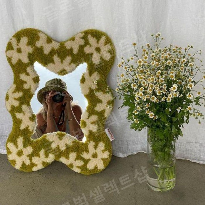 터프팅거울 DIY 만들기 털실 거울테두리리폼 만들기 재료 패키지 뽀글이 인테리어