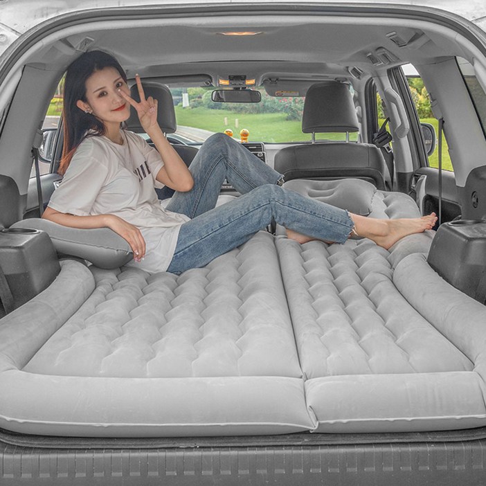 SUV 에어매트리스 캠핑 침대, 에어 펌프가 있는 팽창식 두꺼운 자동차 에어베드, 휴대용 슬리핑 패드 매트리스, 자동차 에어 매트리스, 홈 자동차 여행 캠핑용품