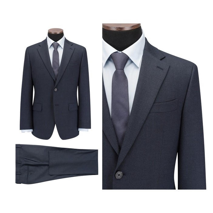 [코오롱 브렌우드] 중년 남성 블루네이비 잔조직 울혼방 스판 일반핏 정장세트 가을겨울 수트 (무료배송)