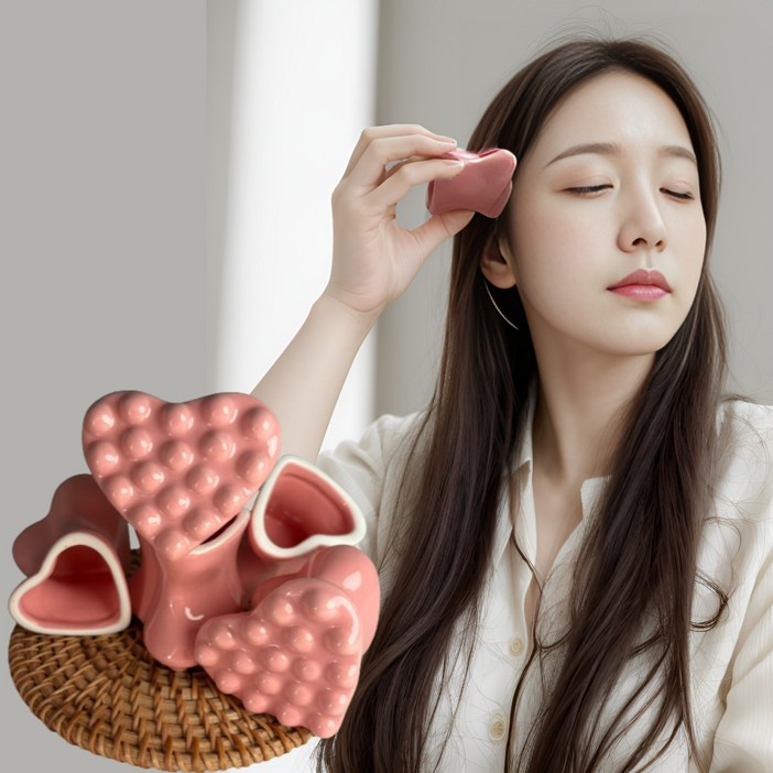 코니코니 세라믹 하트 페이스 두피 괄사, 핑크, 1개 코니코니 세라믹 하트 페이스 두피 괄사, 핑크, 1개
