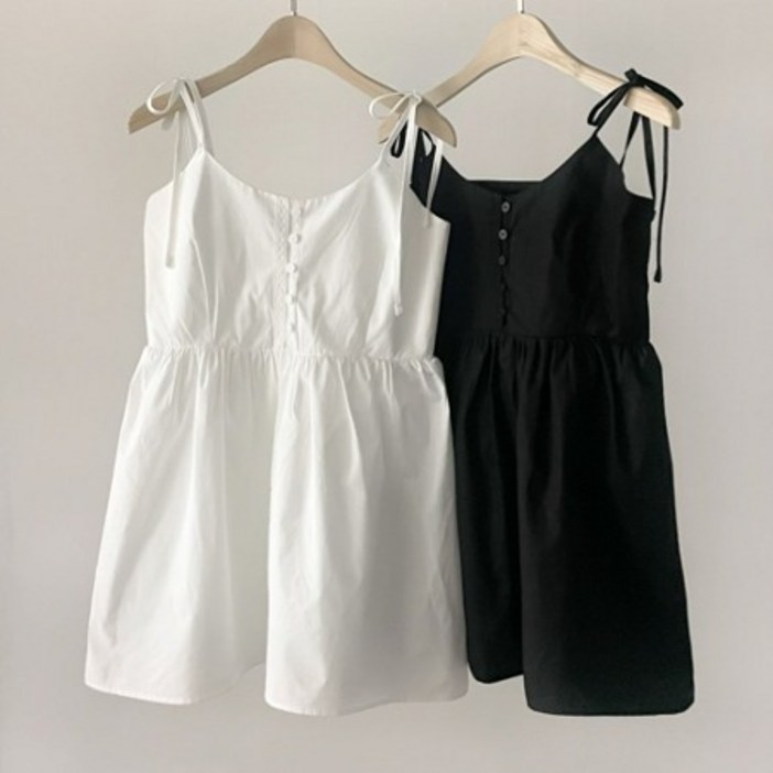 국산 면 뷔스티에 레이스 미니원피스