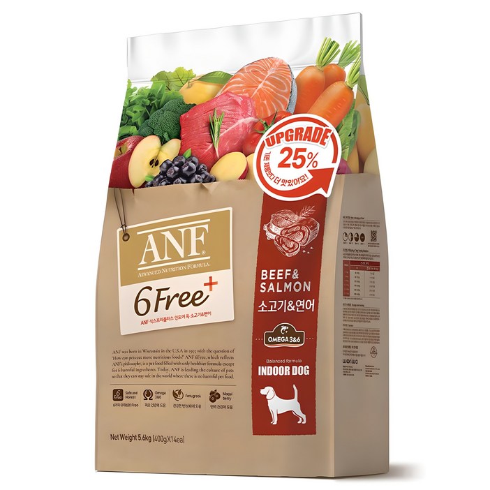 ANF 전연령 독 식스프리 플러스 레드 건식사료, 소연어, 5.6kg, 1개