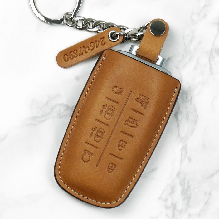 AEGIS 찰튼모던 제네시스G80 GV80 GV70 가죽 스마트 키케이스 (차량번호 넘버택 포함), 블랙