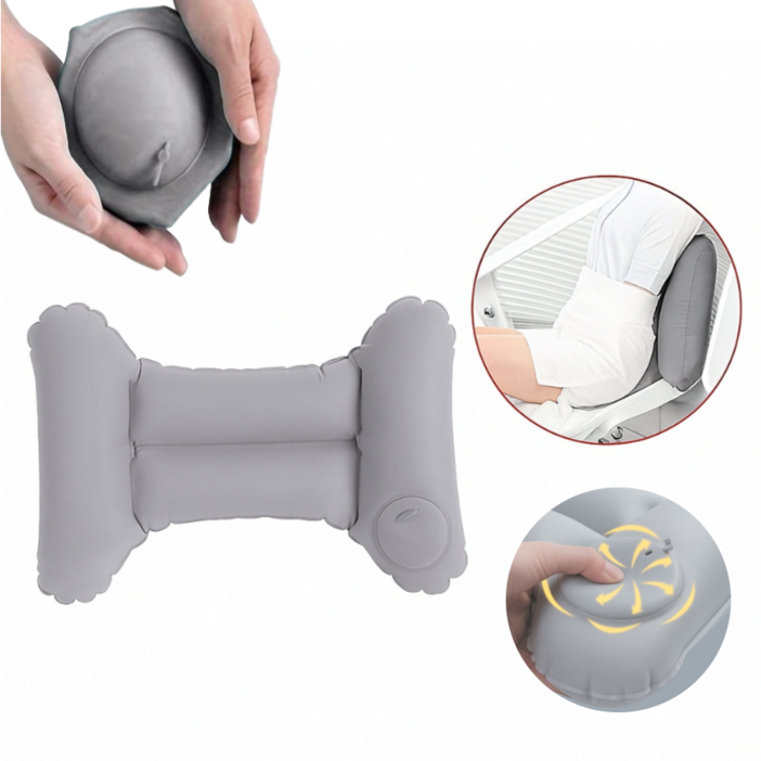 일체형 휴대용 허리 쿠션 여행용 인플레이터블 허리받침대 차량 비행기 버스 사무실용 에어펌프 H형 허리쿠션