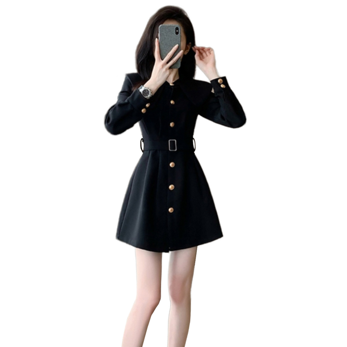 셀럽당 여성 가을 슬림핏 보우넥 긴팔 숏 원피스 FR0487KR