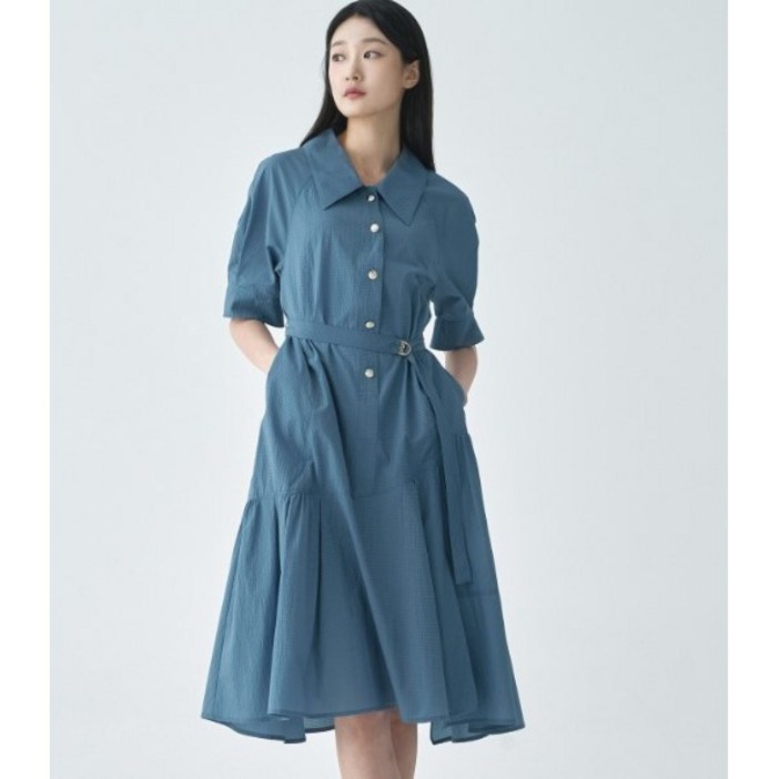 지센 뉴코아창원점 스티치셔츠형튜닉플레어원피스 ##시어써커재질이라  시원함은 기본 여성스러운 디자인
