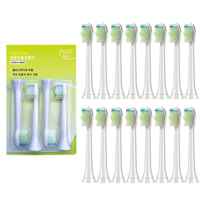 바른이케어 필립스 소닉케어 전동칫솔 호환 리필모 4개입, 4세트, 단색, 옵티멀 화이트