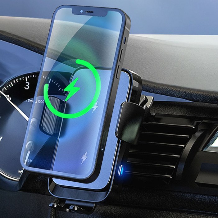 에이덤스 듀얼코일 차량용 고속 무선충전 핸드폰 거치대  시거잭 어댑터 포함