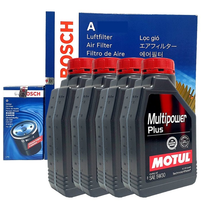 보쉬 QM6 2.0 Lpe 18년04 엔진오일 교환 셋트 필터  합성유 모튤 O1186A30425W30 4L, 4개, 5w30, 1L