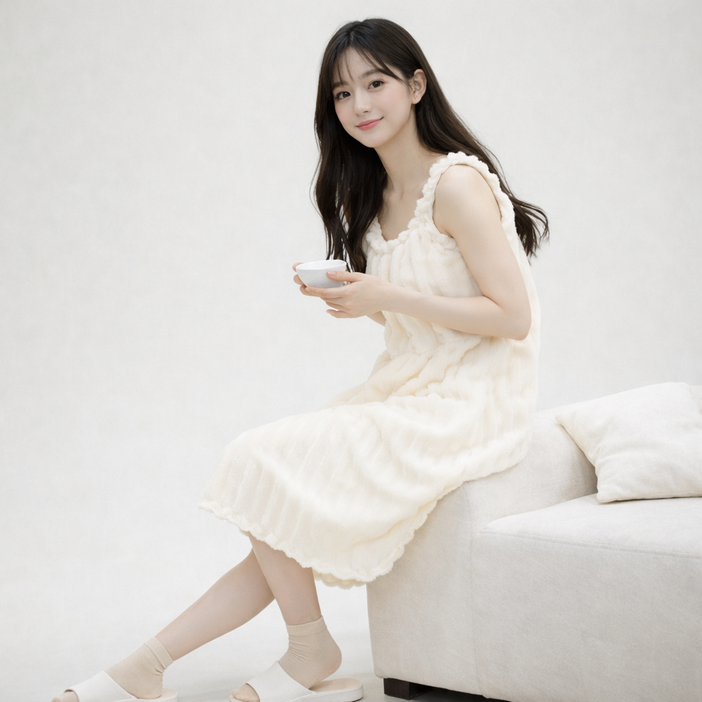여성 극세사 샤워가운 호텔 오픈형 목욕가운 흡수력 좋은 홈웨어 로브