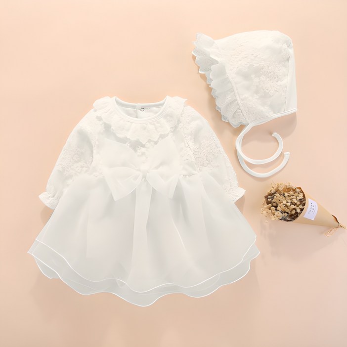 아이엠베베 여아용 피오레 돌백일 드레스슈트 + 보넷 세트