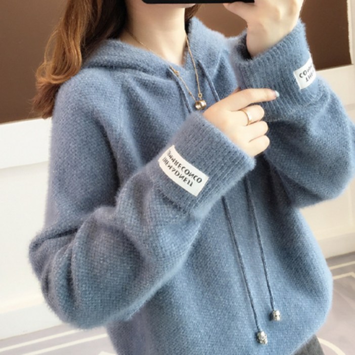 나바바 NK980 여성 포근 따뜻한 털 데일리 후드니트