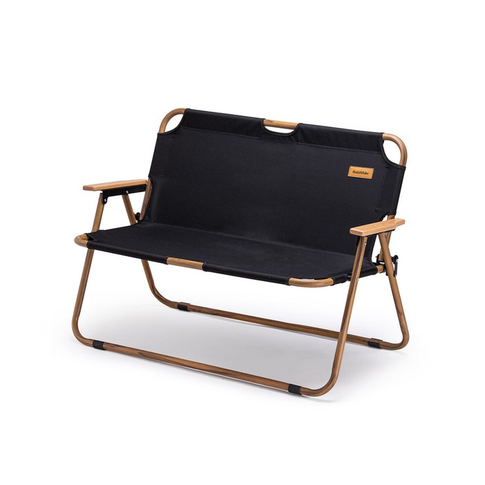 네이처하이크 더블 와이드 의자 2인용 경량 알류미늄 접이식 휴대용 감성 캠핑 우드 벤치 체어, 베이지, 1개