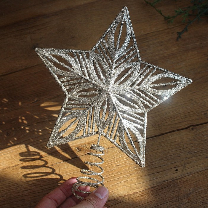 해피인어스 스피카 트리 탑별 오너먼트, 1개, 샴페인골드