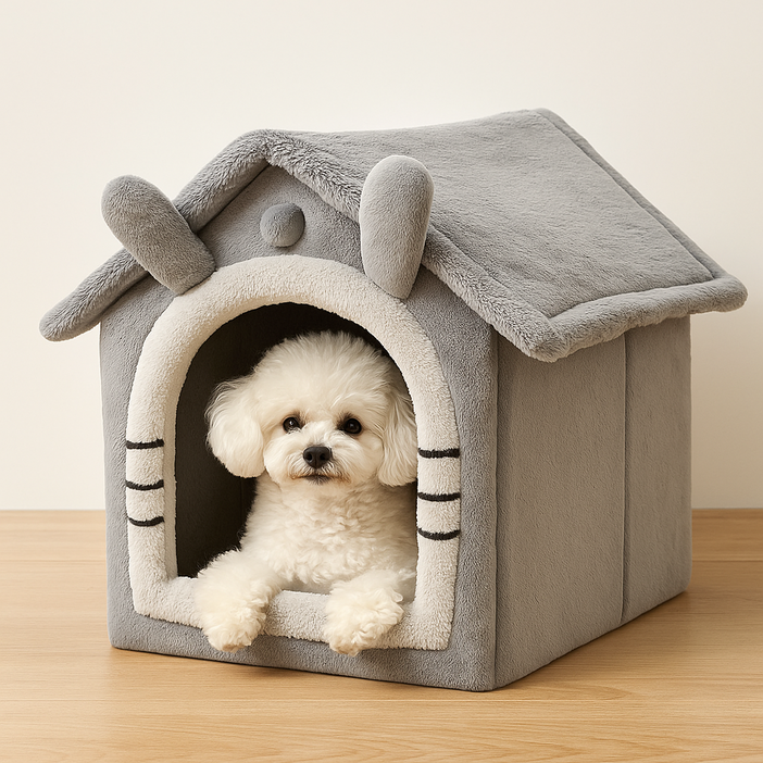 솜솜스퀘어 토끼모양 사계절 반려동물 고양이 강아지 쿠션 하우스, 1개, 그레이 레빗