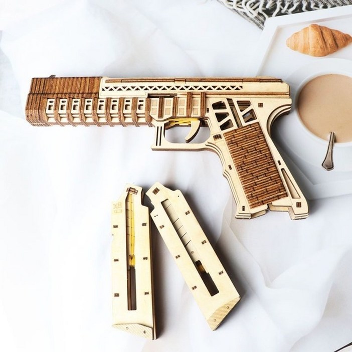 고무줄총 만들기 3D 정교한 키덜트 DIY 나무조립