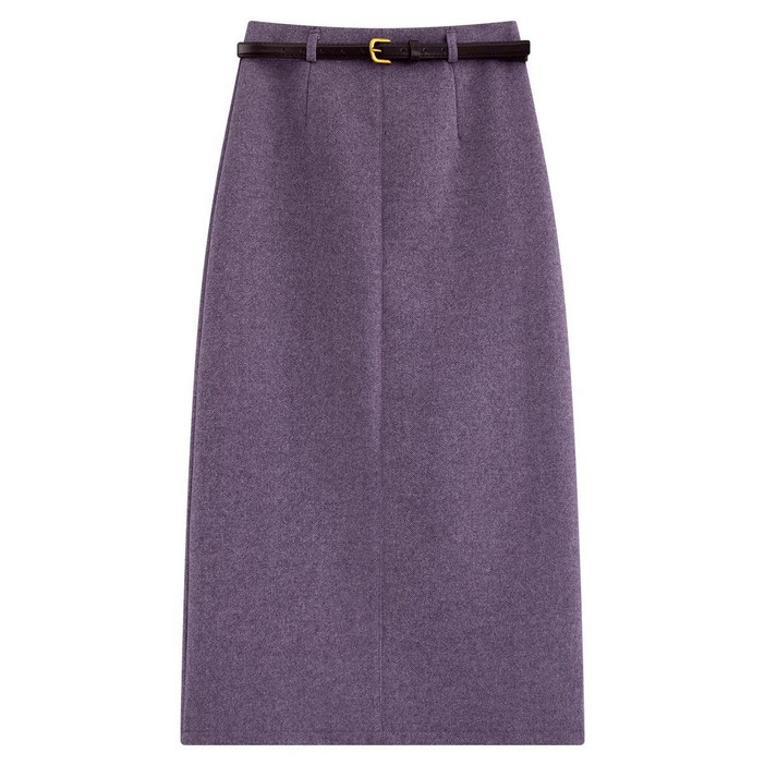 여성 롱 모직 스커트 캐주얼 하이웨이스트 a라인 치마 슬림핏 기질 트임 일자 모직 스커트 ZZL