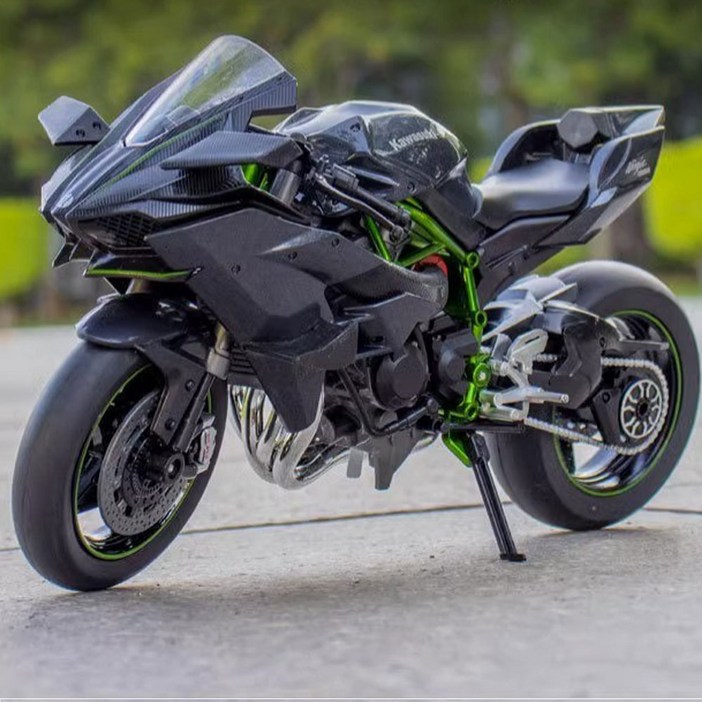 모형 오토바이 바이크 피규어 굿즈 최신식 쇼바 라이트 기능 옵션 다이캐스트 가와사키 H2R BIKE Kawasaki, 1개