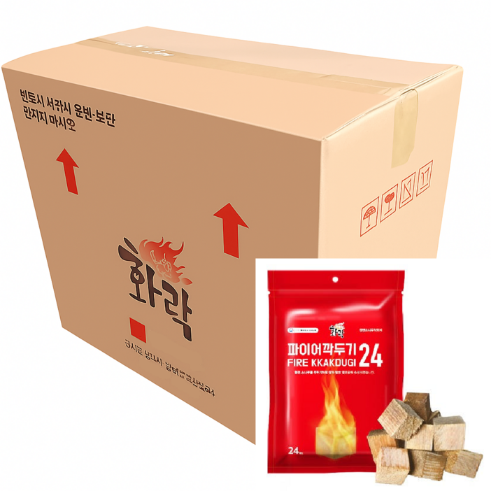 화락 파이어깍두기24 라이터큐브 24개입 바베큐 숯 벽난로 장작 착화제, 30팩