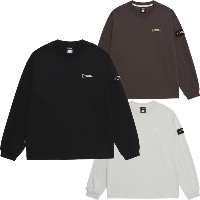 2025 FW 내셔널지오그래픽 세미오버핏 롱슬리브 긴팔 티셔츠 남녀 공용 커플