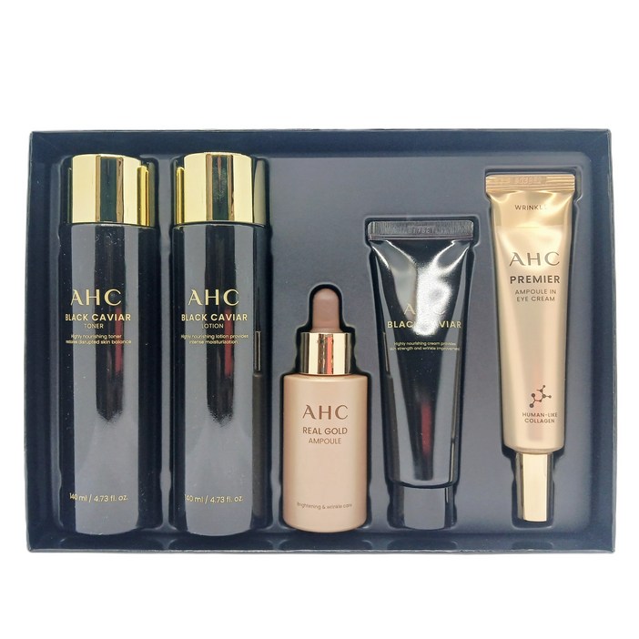 AHC 블랙캐비어 스페셜 시너지 5종토너로션크림아이크림앰플쇼핑백증정, 1세트