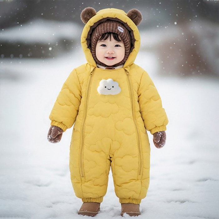 몽실이 구르미 퍼안감 후드 패딩 우주복 아동 유아용 겨울 방한 외출복