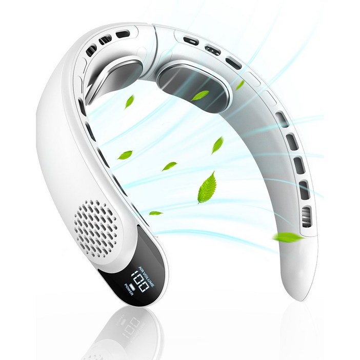 SmartGo 무선 휴대용 넥밴드 선풍기 저소음 목걸이 선풍기 아이스 냉각 3단 에어컨선풍기, 화이트, S8