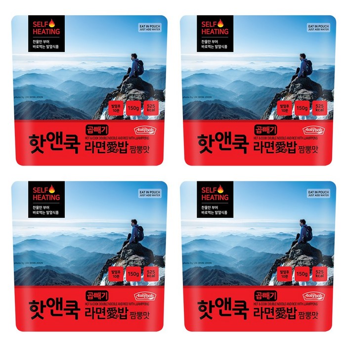 이지밥 핫앤쿡 곱빼기 라면애밥 짬뽕맛 4개, 150g, 4개
