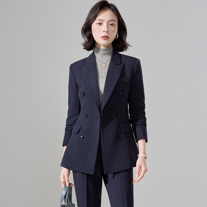 휠렉스 여성 정장 줄무늬 오피스룩 패션 상하세트 YQ14