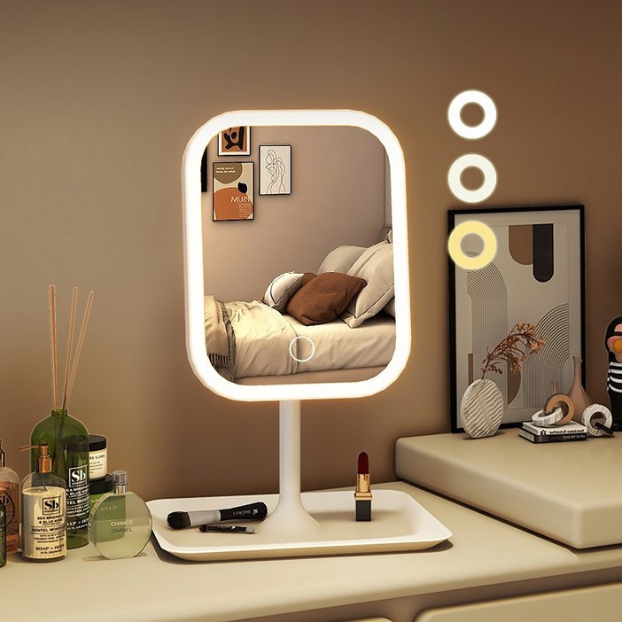 위시어스 충전식 LED 스마트 360도 조명 거울