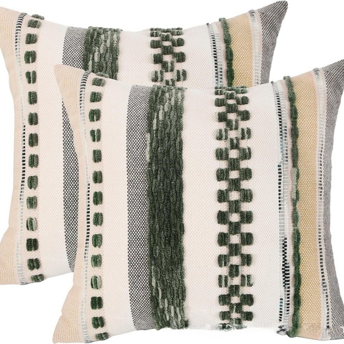 셔닐 스트라이프 쿠션커버 45x45cm 보헤미안 감성 인테리어 소파 쿠션 (솜 미포함)