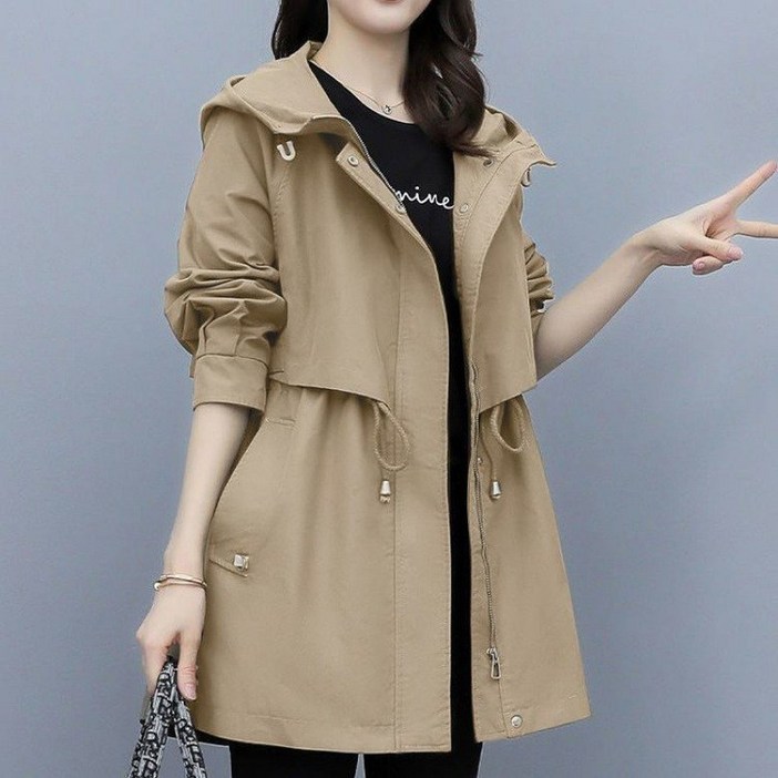 비비코코 봄가을 허리조임 후드점퍼 신상 루즈핏 하프 트렌치코트 12