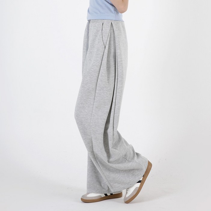 [오버나인] 여성용 사이드 핀턱 포인트 와이드 데일리 트레이닝 팬츠