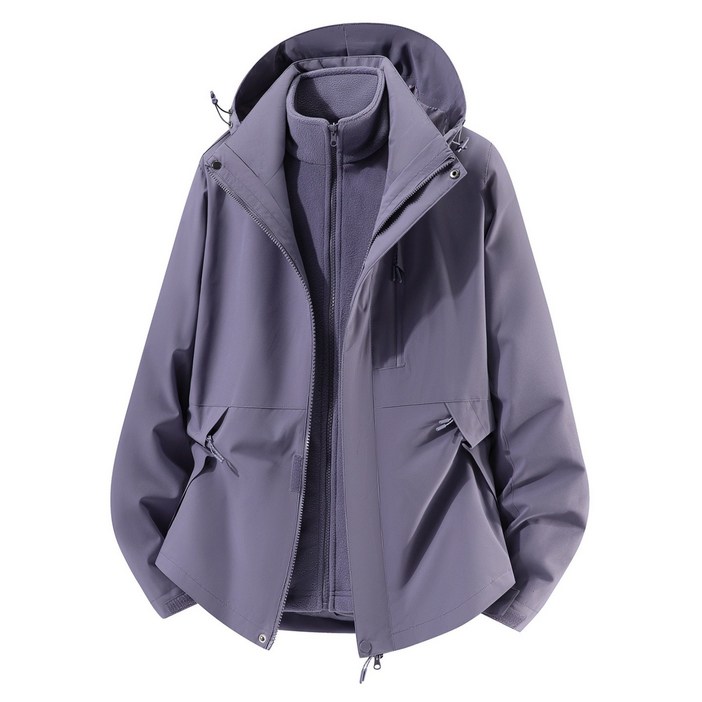 EMEBAY 남녀 공용 신상 스리 인 원 후드 등산 점퍼, 아웃도어 방풍 방수 자켓, 봄가을겨울 캐주얼 아우터, 겉옷과 내피필퍼를 따로 따로 또는 함께 착용할 수 있는 다기능