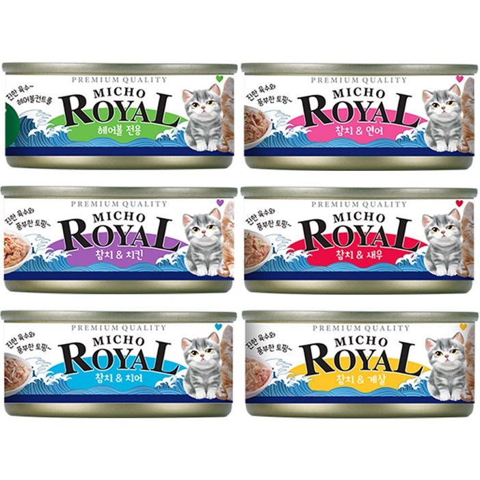 프리미엄 로얄 미쵸 캔85g x 30개입 7종 고양이 캔 간식, 85g, 30개, 미쵸 콤보