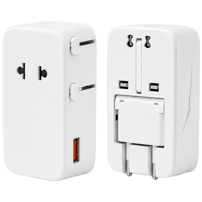 코릭스 초슬림 해외여행용 멀티 어댑터 4in1 PD 25W USBC 2포트, 화이트, 1개