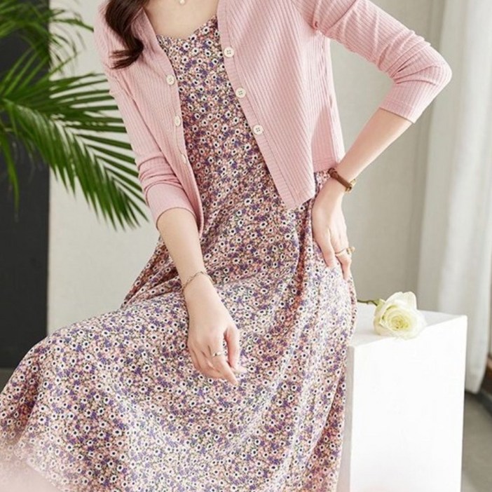 보그핏 너군원피스세트 / 여성 캐주얼 셋업 원피스 가디건 2종