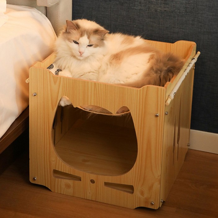 스위스볼트 원목 고양이집 캣타워 방석 대형 하우스 숨숨집