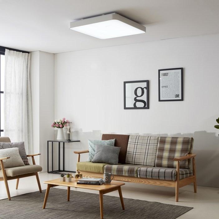 조명에반하다 심플 통거실4등 LED 120W 천장등, 화이트+주광색