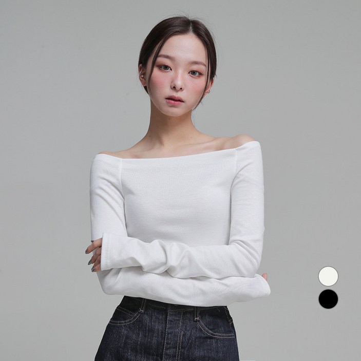 어썸어라운드 여성용 오프숄더 긴팔 티셔츠
