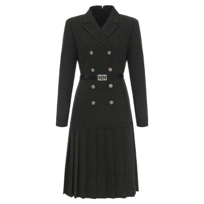 미니멈 플리츠 테일러드 카라 원피스