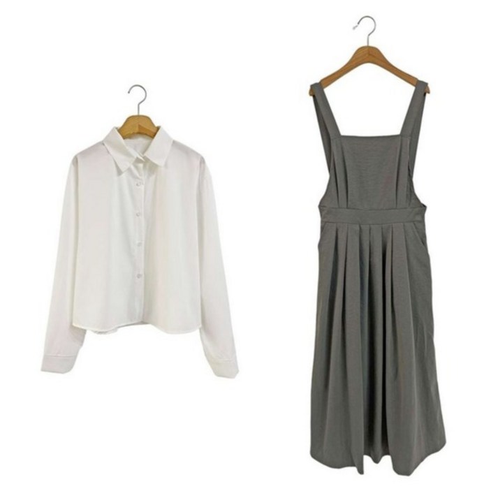 라이리 베이직 셔츠, 플리츠 뷔스티에 롱 원피스 cpset3830k58