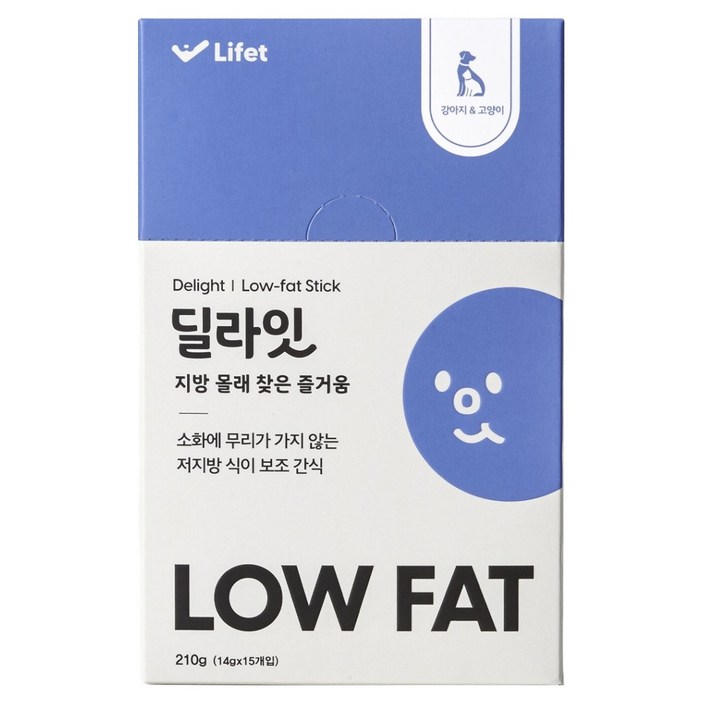 라이펫 반려동물 딜라잇 low fat 영양 간식 스틱, 210g, 소화기능/췌장/위개선, 1개