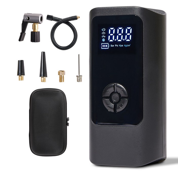메이튼 휴대용 올인원 에어펌프 6000mAh + 30cm연장선, 1개, 블랙
