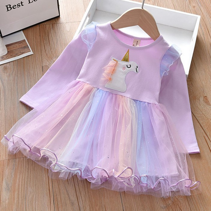 우주아이 아동용 퍼플코니 긴팔 샤원피스