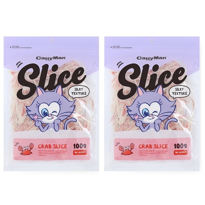 캐티맨 반려동물 슬라이스 간식, 게살맛, 100g, 2개