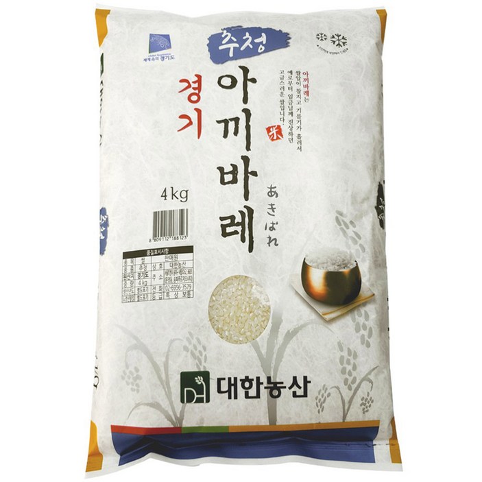 대한농산 2022년산 햅쌀 경기 추청 아끼바레 백미, 4kg(상등급), 1개