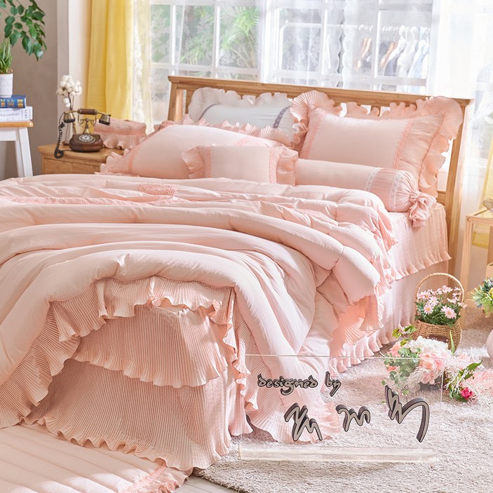 류금숙 플리츠 프릴 차렵침구 숏+롱 풀세트