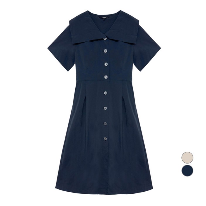 온앤온 여성용 빅카라 버튼다운 원피스