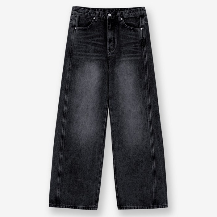 제이에이치스타일 남성용 프론트 라인 워싱 와이드 데님팬츠 DPROK613